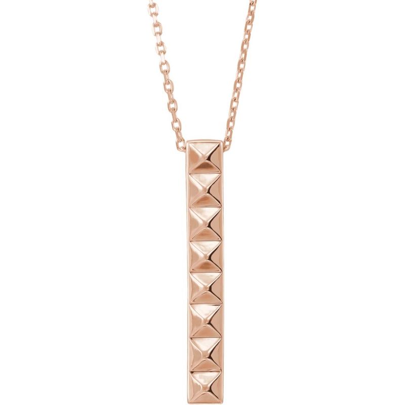 14k Rose Gold Vertical Pyramid Bar Necklace 16-18 Inch 1057$